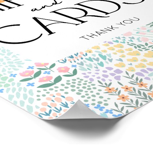 フローラモダンガール赤ちゃんシャワーギフトとカードサイン ポスター (角)