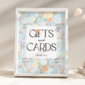 フローラモダンガール赤ちゃんシャワーギフトとカードサイン ポスター