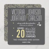 フローラモダンキクの灰色と黄色 招待状 (正面/裏面)