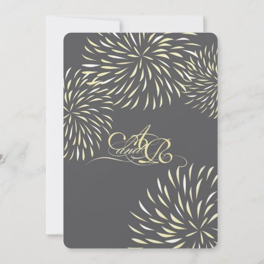 フローラモダンキクの灰色と黄色 招待状 (裏面)