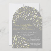 フローラモダンキクの灰色と黄色 招待状 (正面)