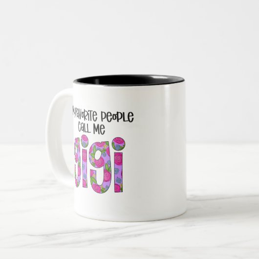 フローラモダンギことわざタイポグラフィ母の日 ツートーンマグカップ (正面左)