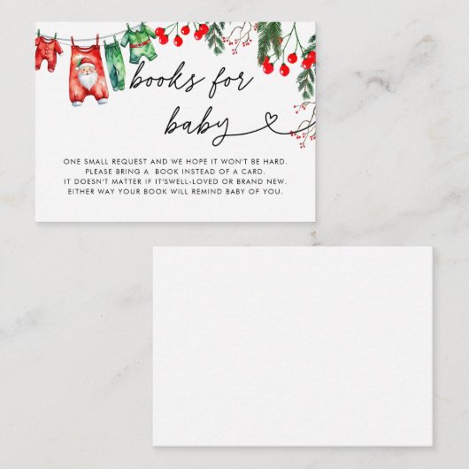 フローラモダンクリスマスベビーシャワーブックベビー エンクロージャーカード (正面/裏面)