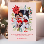 フローラモダンクリスマス恵みの写真カード シーズンカード