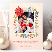 フローラモダンクリスマス恵みの写真カード シーズンカード