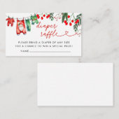 フローラモダンクリスマス赤ちゃんシャワーおむつラッフル エンクロージャーカード (正面/裏面)