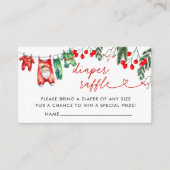 フローラモダンクリスマス赤ちゃんシャワーおむつラッフル エンクロージャーカード (正面)