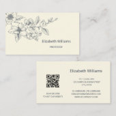 フローラモダンクリームマグノリア | QRコード 名刺 (正面/裏面)