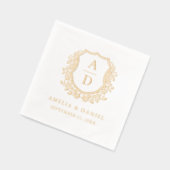 フローラモダンクレストモノグラ結婚ム金ゴールド 箔ナプキン (左)