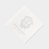 フローラモダンクレストモノグラ結婚ム銀 箔ナプキン (右)