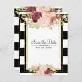 フローラモダングラム白黒日付の保存 案内ポストカード (正面/裏面)