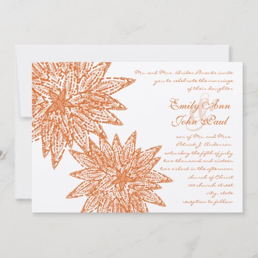 フローラモダンコーラルダリア結婚式招待状 招待状 (正面)