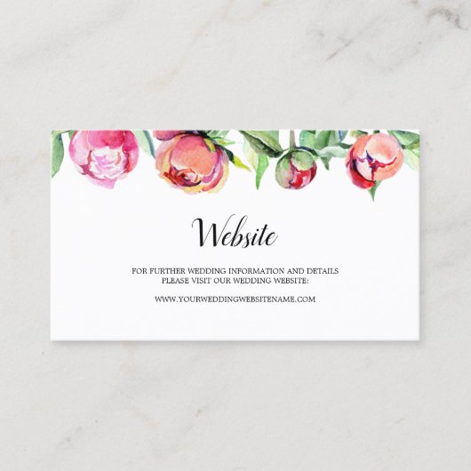 フローラモダンコーラル結婚牡丹のWebサイトカード 名刺 (正面)