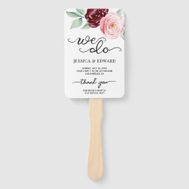 フローラモダンサンキューエレガントな結婚式プログラム ハンドファン