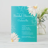 フローラモダンターコイズブルーデイジーブライダルシャワー 招待状 (スタンド正面)