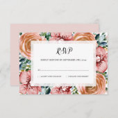 フローラモダンダスティオレンジのバラのラ結婚ン 出欠カード (正面/裏面)