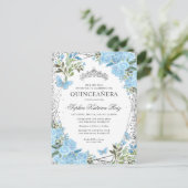 フローラモダンダスティブルーシルバーティアラキンセアニラ ポストカード (スタンド正面)