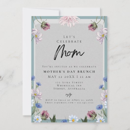 フローラモダンダスティブルーマザーズデイBRUNCH 招待状 (正面)