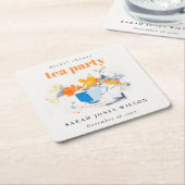 フローラモダンティーカップブライダルシャワーティーパーティー スクエアペーパーコースター (アングル)