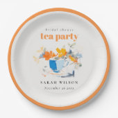 フローラモダンティーカップブライダルシャワーティーパーティー ペーパープレート (正面)