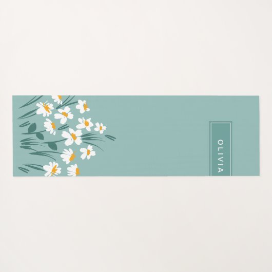 フローラモダンデイジーガーリーエレガントスタイリッシュ ヨガマット (裏面(横))