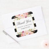 フローラモダンデコール白黒ストライプサンキュー スクエアシール (封筒)