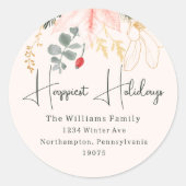 フローラモダンハッピーホリデイズ封筒用シール ラウンドシール (正面)