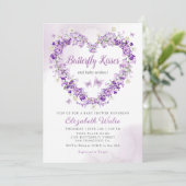 フローラモダンバタフライキスガールベビーシャワー 招待状 (スタンド正面)