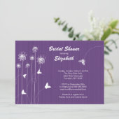 フローラモダンバタフライブライダルシャワー招待状パープル 招待状 (スタンド正面)