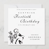 フローラモダンバニーANYサプライズ誕生日パーティー 招待状 (正面)