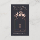 フローラモダンバラアーチエントランスフロントドアネイビー 名刺 (正面)