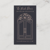 フローラモダンバラアーチエントランスフロントドアネイビー 名刺 (正面)