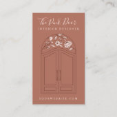 フローラモダンバラアーチ玄関フロントドアブラウン 名刺 (正面)