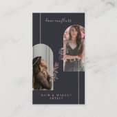 フローラモダンバラ美しいフォトアーチズネイビー 名刺 (正面)