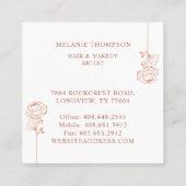 フローラモダンバラ美しいフォトアーチピンク&ブラウン スクエア名刺 (裏面)