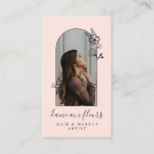 フローラモダンバラ美しいフォトアーチピンク 名刺 (正面)