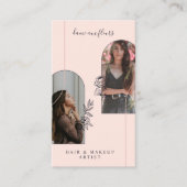 フローラモダンバラ美しいフォトアーチピンク 名刺 (正面)