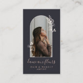 フローラモダンバラ美しいフォトアーチブラック 名刺 (正面)