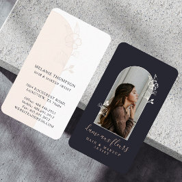 フローラモダンバラ美しいフォトアーチブラック 名刺