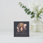 フローラモダンバラ美しいフォトアーチ海軍 スクエア名刺 (スタンド正面)