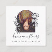 フローラモダンバラ美しいフォトアーチ白 スクエア名刺 (正面)