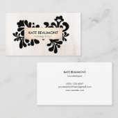 フローラモダンバラ金ゴールドホワイトマーブル美しい 名刺 (正面/裏面)