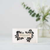 フローラモダンバラ金ゴールドホワイトマーブル美しい 名刺 (スタンド正面)