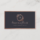 フローラモダンバラ金ゴールドモノグラムリースブラック 名刺 (正面)