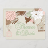 フローラモダンバードシャワー 招待状 (正面/裏面)