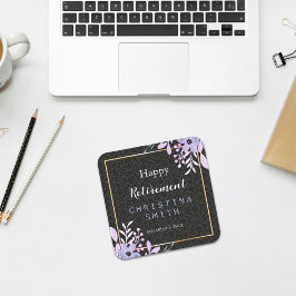 フローラモダンパステルウォーターカラーリタイアメントパーティー スクエアペーパーコースター