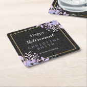 フローラモダンパステルウォーターカラーリタイアメントパーティー スクエアペーパーコースター (アングル)