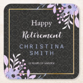 フローラモダンパステルウォーターカラーリタイアメントパーティー スクエアペーパーコースター (正面)