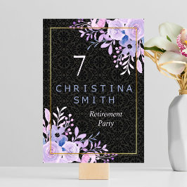 フローラモダンパステルウォーターカラーリタイアメントパーティー テーブルナンバー