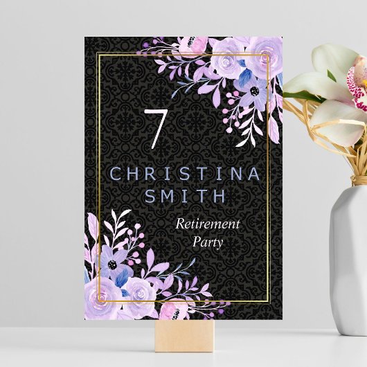 フローラモダンパステルウォーターカラーリタイアメントパーティー テーブルナンバー